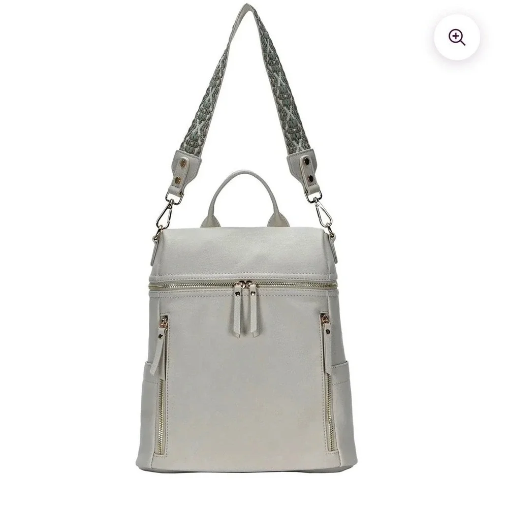 Antik Kraft Nyra Convertible Backpack Purse Taupe Stone Boho Embroidered Strap